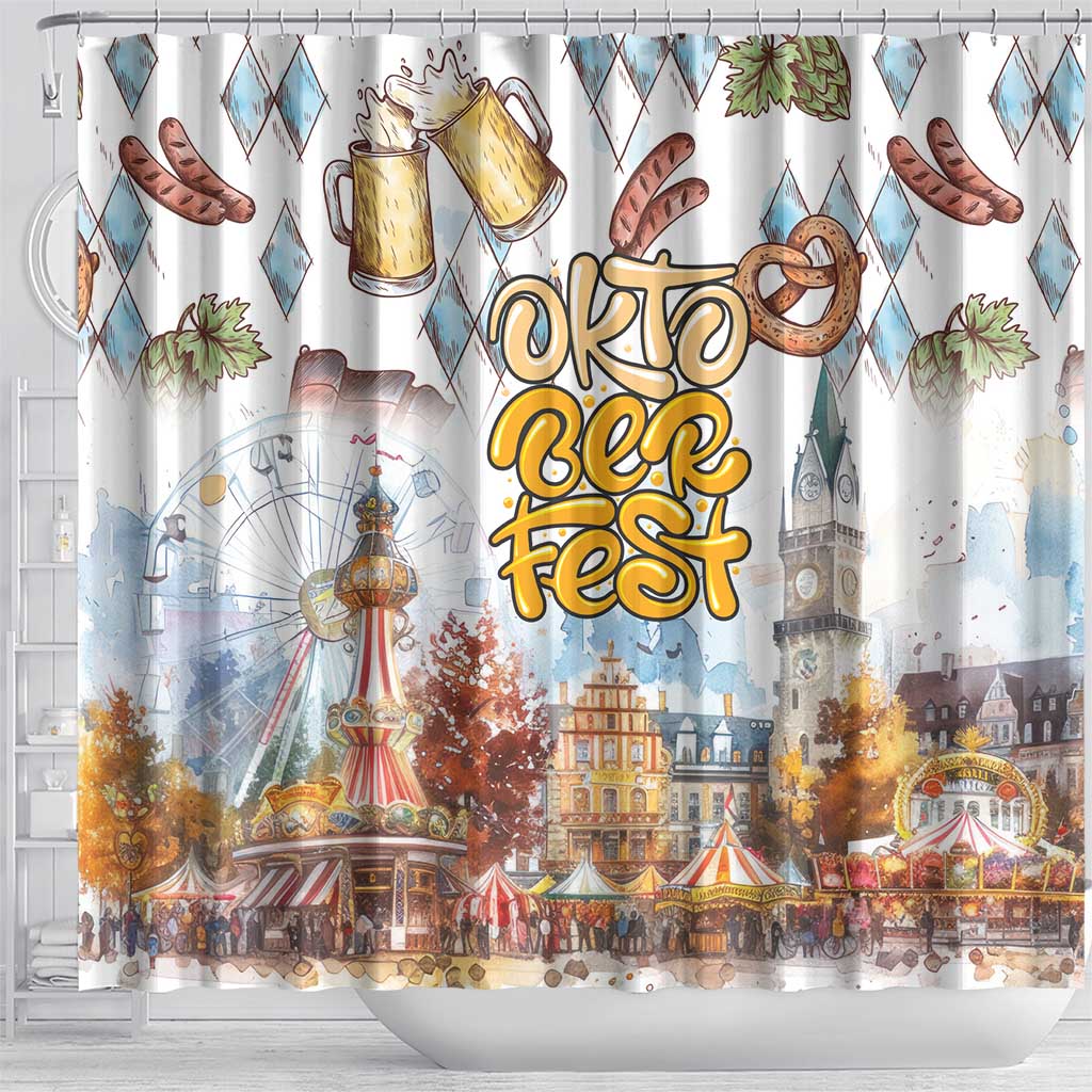 German Oktoberfest Beer Shower Curtain Heritage Beer Riesenrad Joy - Wonder Print Shop