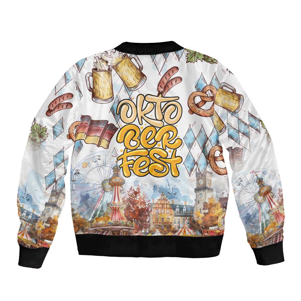 German Oktoberfest Beer Sleeve Zip Bomber Jacket Heritage Beer Riesenrad Joy - Wonder Print Shop
