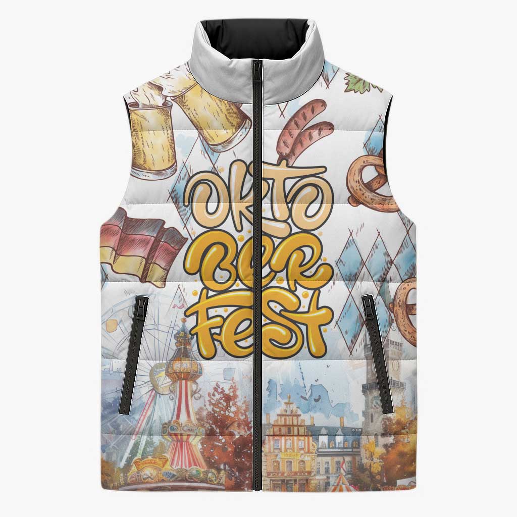 German Oktoberfest Beer Sleeveless Puffer Jacket Heritage Beer Riesenrad Joy - Wonder Print Shop