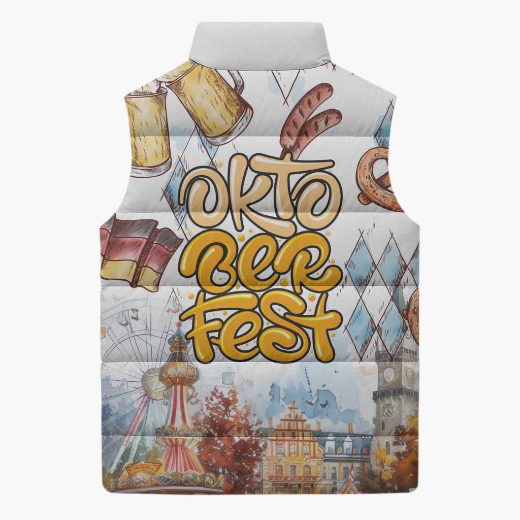 German Oktoberfest Beer Sleeveless Puffer Jacket Heritage Beer Riesenrad Joy - Wonder Print Shop