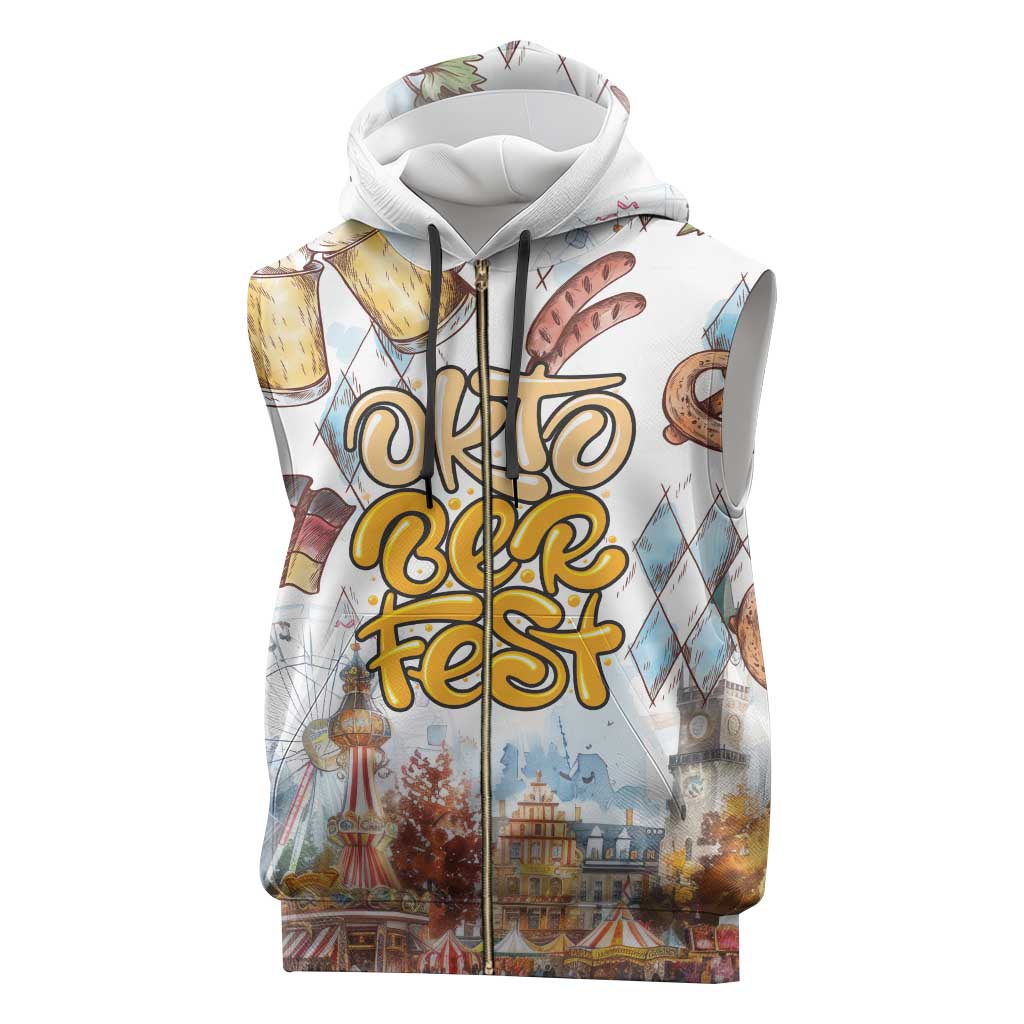 German Oktoberfest Beer Sleeveless Zip Hoodie Heritage Beer Riesenrad Joy - Wonder Print Shop