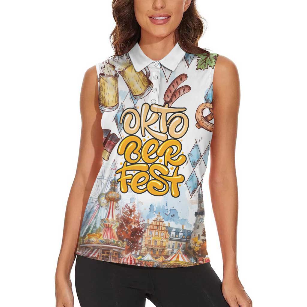 German Oktoberfest Beer Women Sleeveless Polo Shirt Heritage Beer Riesenrad Joy - Wonder Print Shop