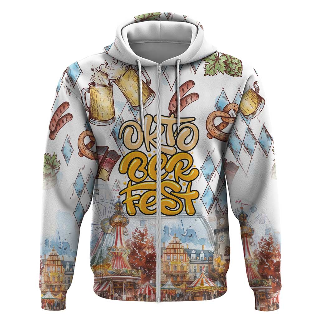 German Oktoberfest Beer Zip Hoodie Heritage Beer Riesenrad Joy - Wonder Print Shop