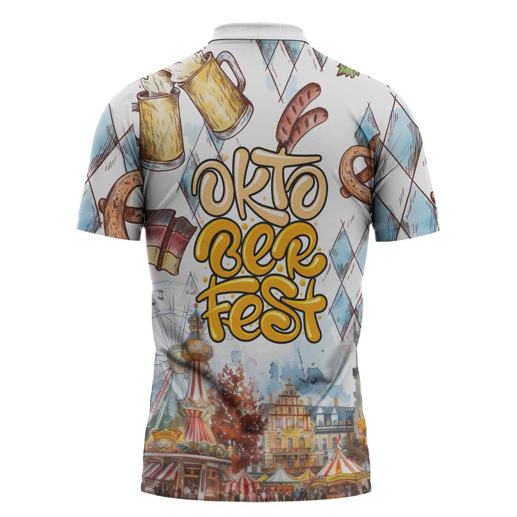 German Oktoberfest Beer Zipper Polo Shirt Heritage Beer Riesenrad Joy - Wonder Print Shop