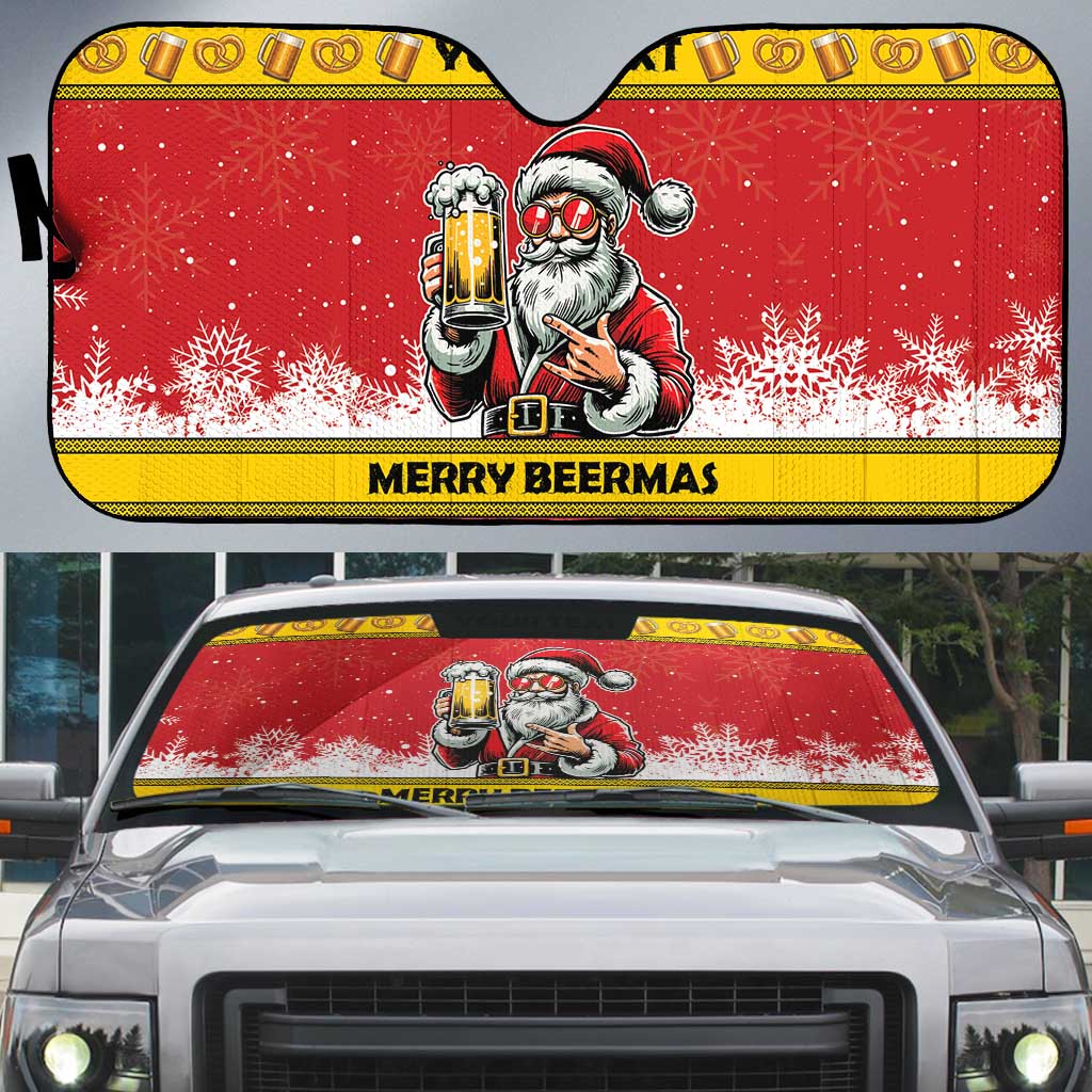 Personalized Germany Christmas Auto Sun Shade Santa Claus Merry Beermas - Wonder Print Shop