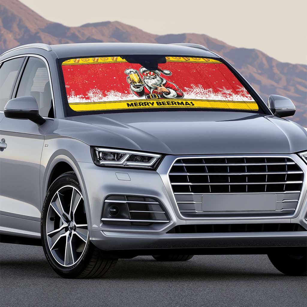 Personalized Germany Christmas Auto Sun Shade Santa Claus Merry Beermas - Wonder Print Shop