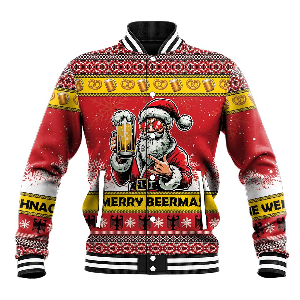 Personalized Germany Christmas Baseball Jacket Santa Claus Merry Beermas - Wonder Print Shop