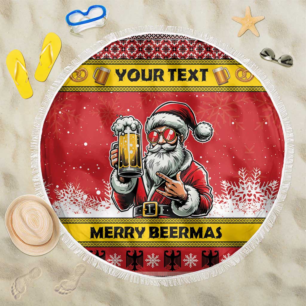 Personalized Germany Christmas Beach Blanket Santa Claus Merry Beermas - Wonder Print Shop