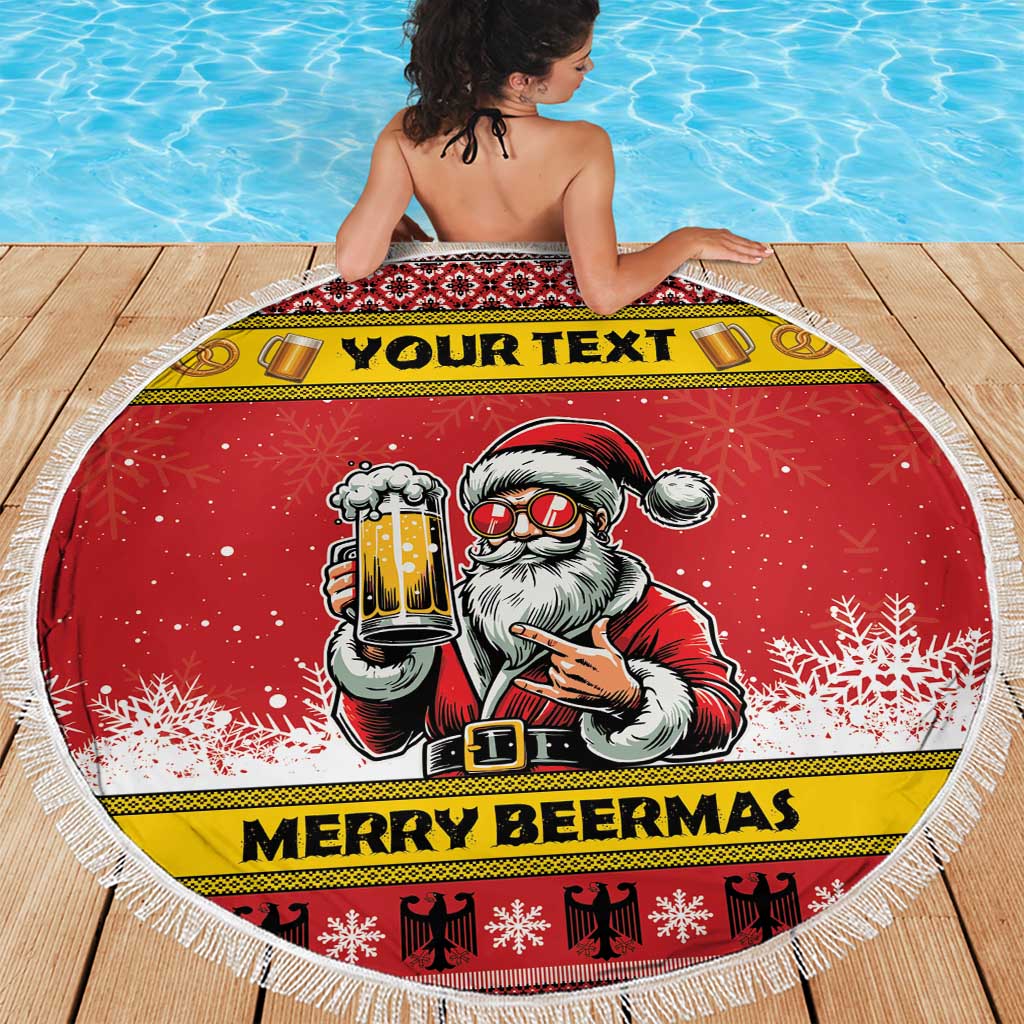 Personalized Germany Christmas Beach Blanket Santa Claus Merry Beermas - Wonder Print Shop