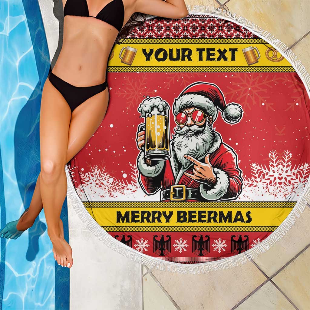 Personalized Germany Christmas Beach Blanket Santa Claus Merry Beermas - Wonder Print Shop