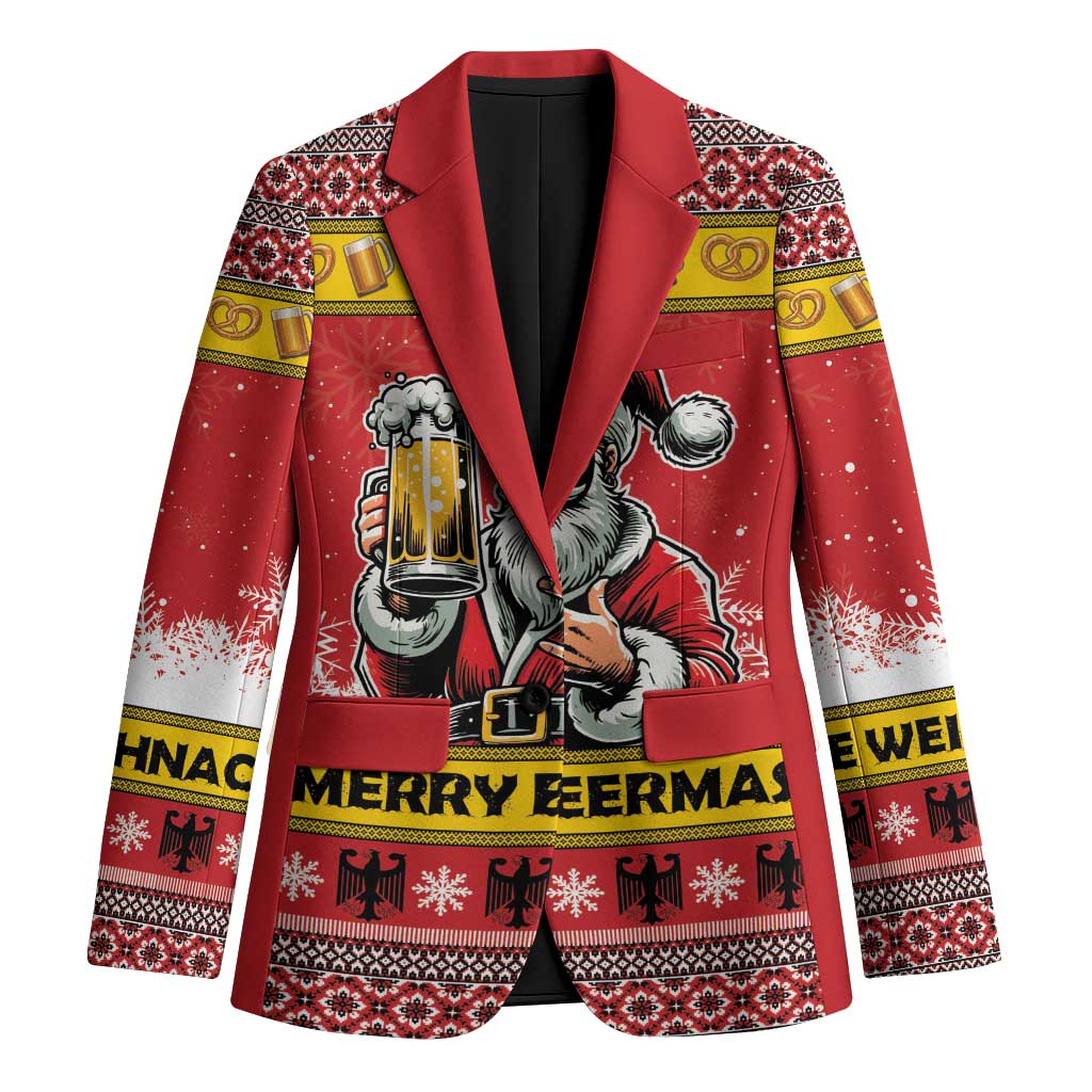 Personalized Germany Christmas Blazer Santa Claus Merry Beermas - Wonder Print Shop