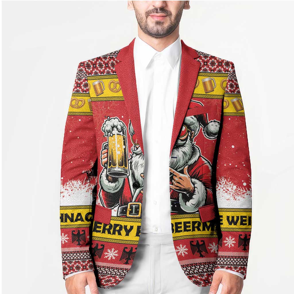 Personalized Germany Christmas Blazer Santa Claus Merry Beermas - Wonder Print Shop