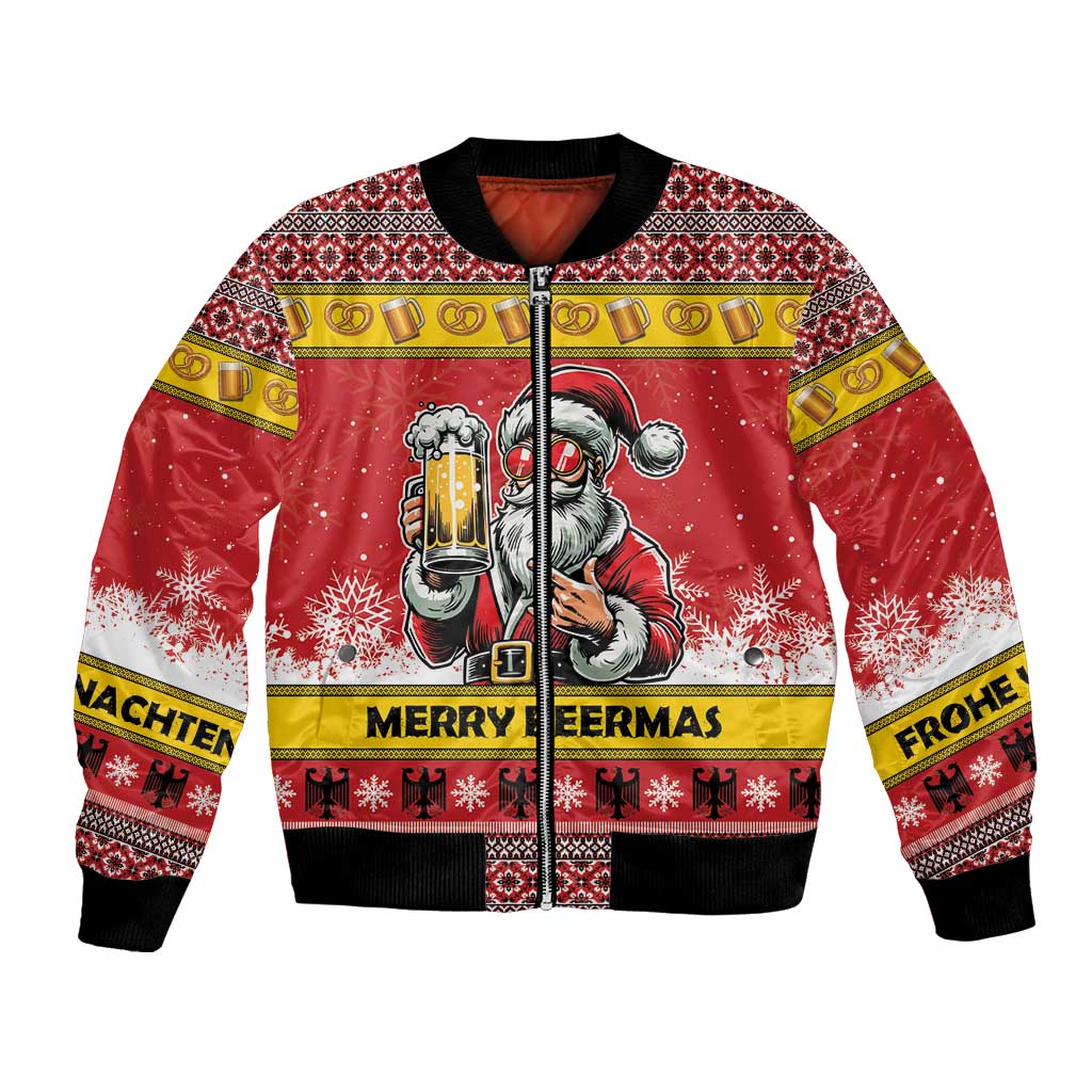 Personalized Germany Christmas Bomber Jacket Santa Claus Merry Beermas - Wonder Print Shop