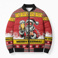 Personalized Germany Christmas Bomber Puffer Jacket Santa Claus Merry Beermas - Wonder Print Shop