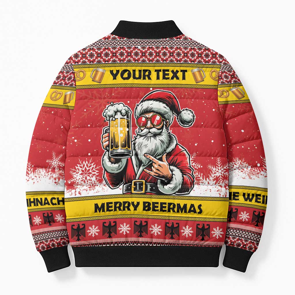 Personalized Germany Christmas Bomber Puffer Jacket Santa Claus Merry Beermas - Wonder Print Shop