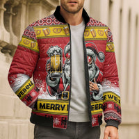 Personalized Germany Christmas Bomber Puffer Jacket Santa Claus Merry Beermas - Wonder Print Shop