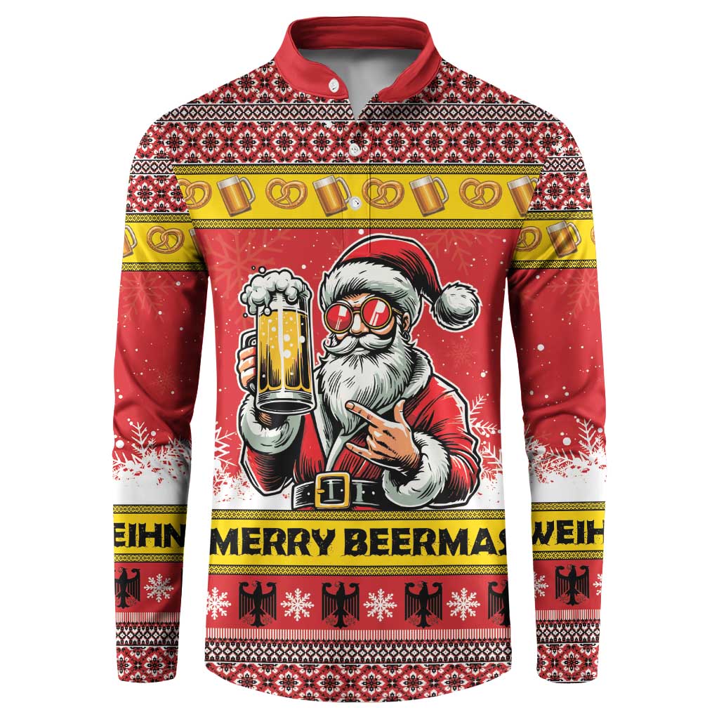 Personalized Germany Christmas Button Sweatshirt Santa Claus Merry Beermas - Wonder Print Shop