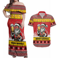 Personalized Germany Christmas Couples Matching Off Shoulder Maxi Dress and Hawaiian Shirt Santa Claus Merry Beermas - Wonder Print Shop