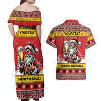 Personalized Germany Christmas Couples Matching Off Shoulder Maxi Dress and Hawaiian Shirt Santa Claus Merry Beermas - Wonder Print Shop
