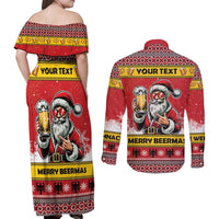Personalized Germany Christmas Couples Matching Off Shoulder Maxi Dress and Long Sleeve Button Shirt Santa Claus Merry Beermas - Wonder Print Shop