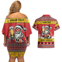 Personalized Germany Christmas Couples Matching Off Shoulder Short Dress and Hawaiian Shirt Santa Claus Merry Beermas - Wonder Print Shop
