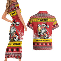 Personalized Germany Christmas Couples Matching Short Sleeve Bodycon Dress and Hawaiian Shirt Santa Claus Merry Beermas - Wonder Print Shop