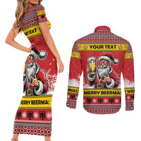 Personalized Germany Christmas Couples Matching Short Sleeve Bodycon Dress and Long Sleeve Button Shirt Santa Claus Merry Beermas - Wonder Print Shop