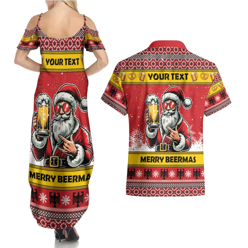 Personalized Germany Christmas Couples Matching Summer Maxi Dress and Hawaiian Shirt Santa Claus Merry Beermas - Wonder Print Shop