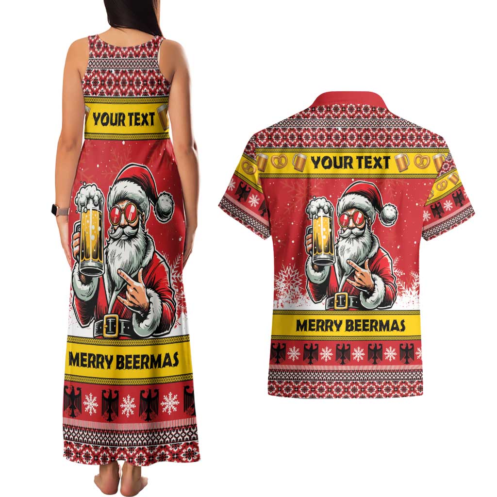 Personalized Germany Christmas Couples Matching Tank Maxi Dress and Hawaiian Shirt Santa Claus Merry Beermas - Wonder Print Shop