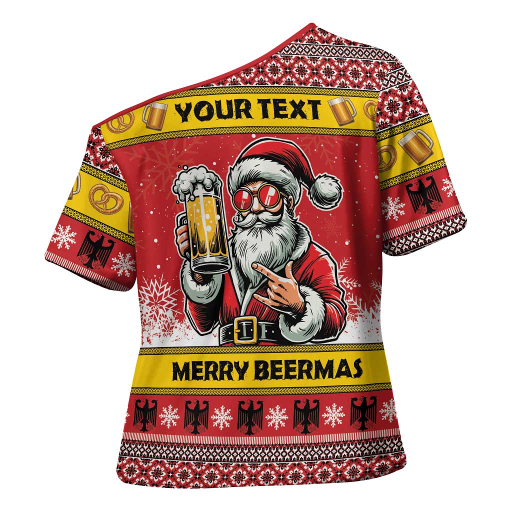 Personalized Germany Christmas Cross Shoulder Shirt Santa Claus Merry Beermas - Wonder Print Shop