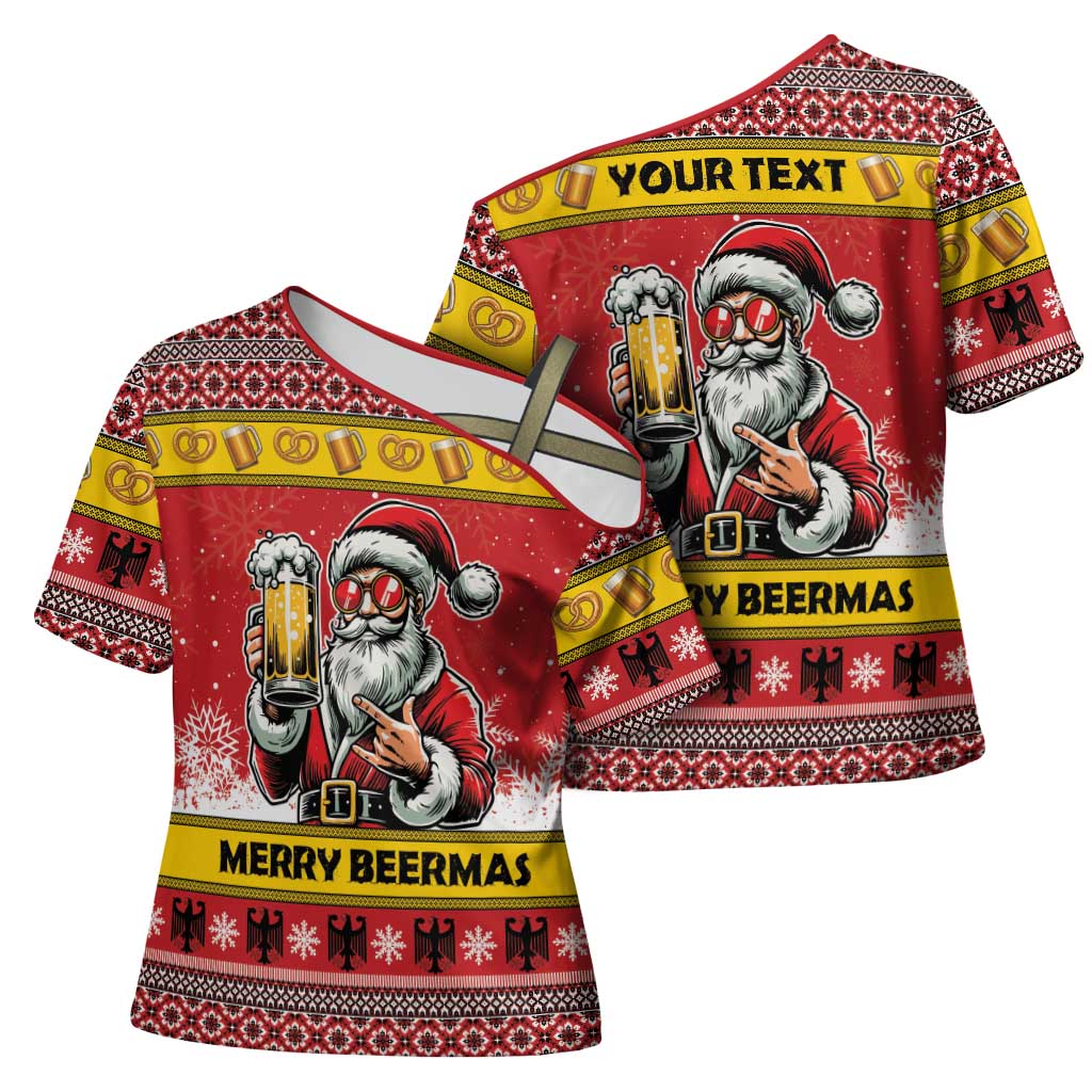 Personalized Germany Christmas Cross Shoulder Shirt Santa Claus Merry Beermas - Wonder Print Shop