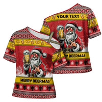 Personalized Germany Christmas Cross Shoulder Shirt Santa Claus Merry Beermas - Wonder Print Shop