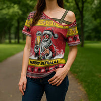 Personalized Germany Christmas Cross Shoulder Shirt Santa Claus Merry Beermas - Wonder Print Shop