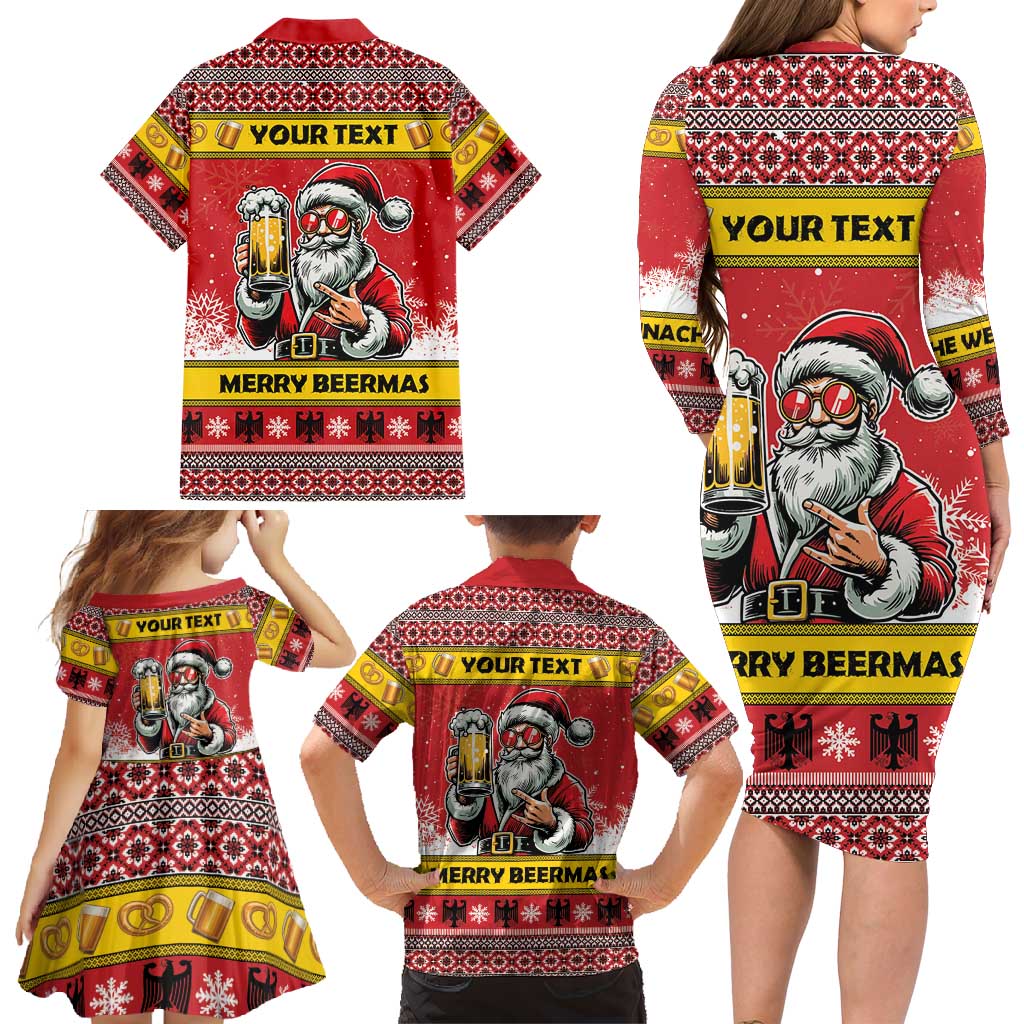 Personalized Germany Christmas Family Matching Long Sleeve Bodycon Dress and Hawaiian Shirt Santa Claus Merry Beermas - Wonder Print Shop