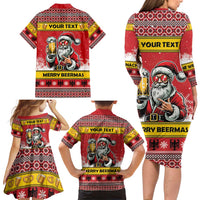 Personalized Germany Christmas Family Matching Long Sleeve Bodycon Dress and Hawaiian Shirt Santa Claus Merry Beermas - Wonder Print Shop