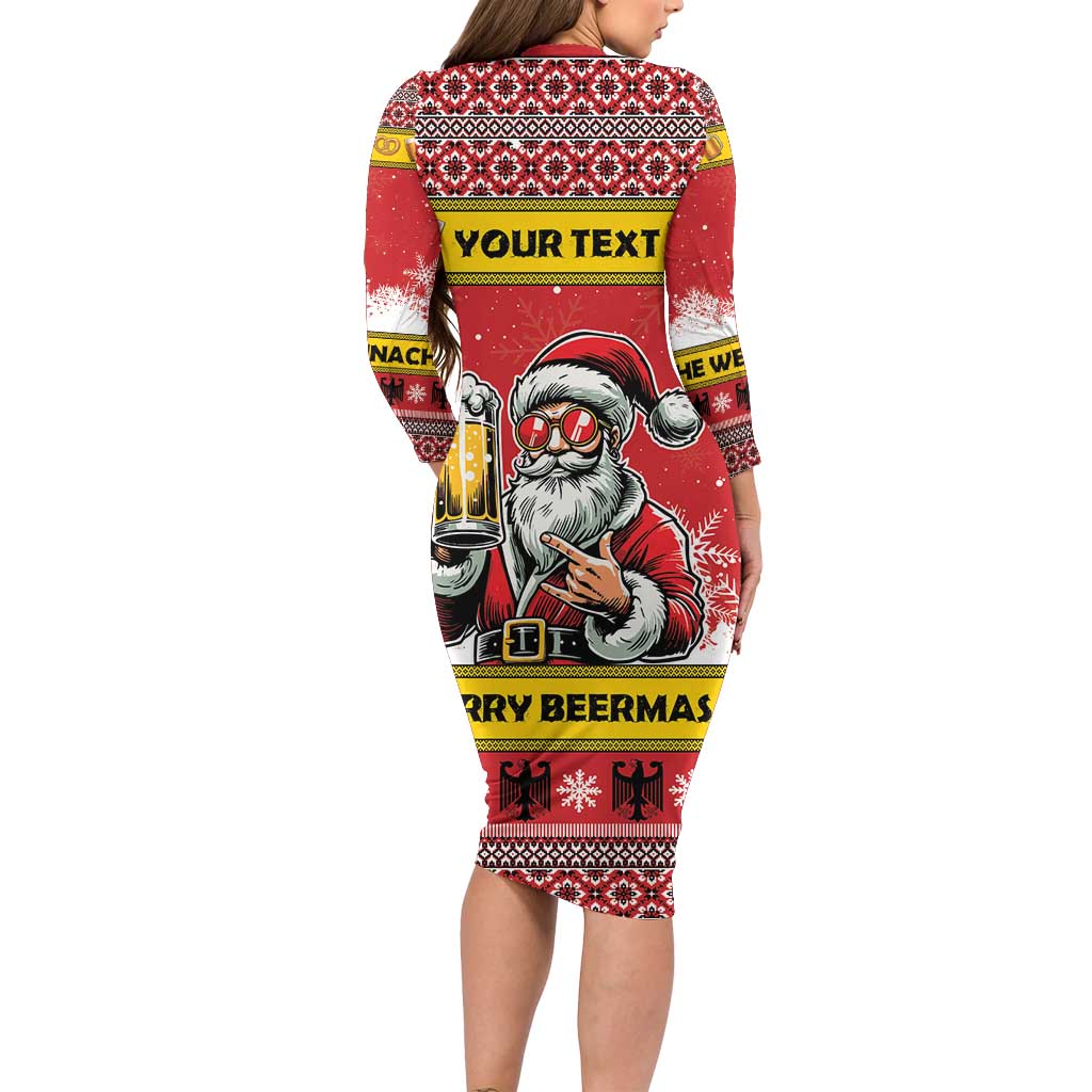 Personalized Germany Christmas Family Matching Long Sleeve Bodycon Dress and Hawaiian Shirt Santa Claus Merry Beermas - Wonder Print Shop