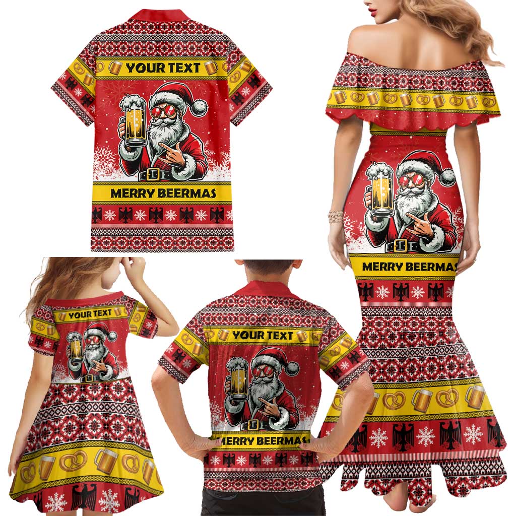 Personalized Germany Christmas Family Matching Mermaid Dress and Hawaiian Shirt Santa Claus Merry Beermas - Wonder Print Shop