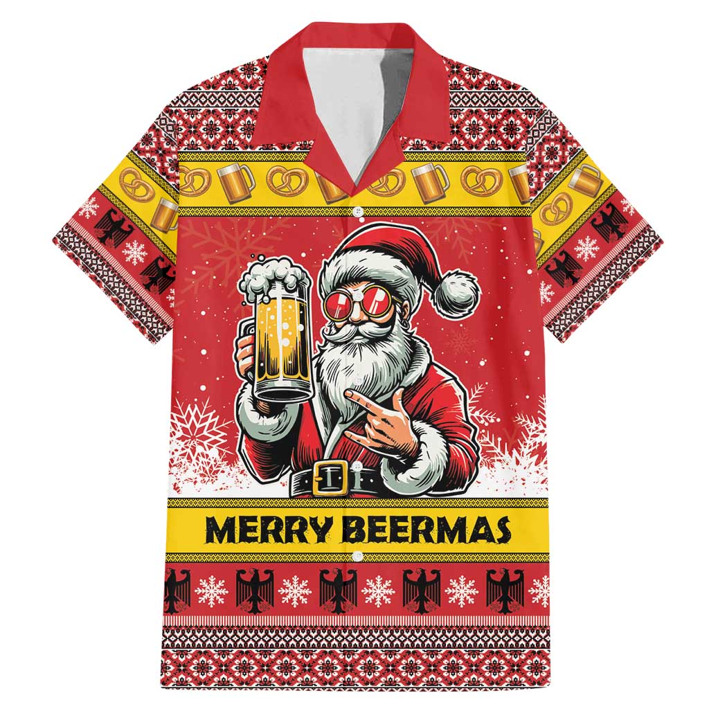 Personalized Germany Christmas Family Matching Mermaid Dress and Hawaiian Shirt Santa Claus Merry Beermas - Wonder Print Shop