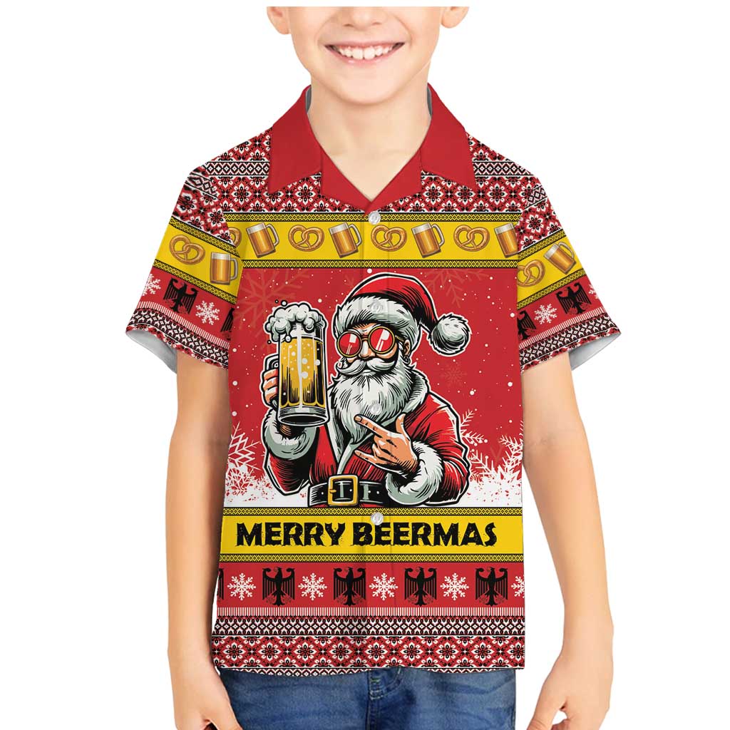 Personalized Germany Christmas Family Matching Mermaid Dress and Hawaiian Shirt Santa Claus Merry Beermas - Wonder Print Shop