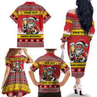 Personalized Germany Christmas Family Matching Off The Shoulder Long Sleeve Dress and Hawaiian Shirt Santa Claus Merry Beermas - Wonder Print Shop
