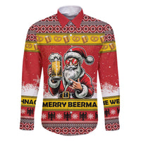 Personalized Germany Christmas Family Matching Off The Shoulder Long Sleeve Dress and Hawaiian Shirt Santa Claus Merry Beermas - Wonder Print Shop