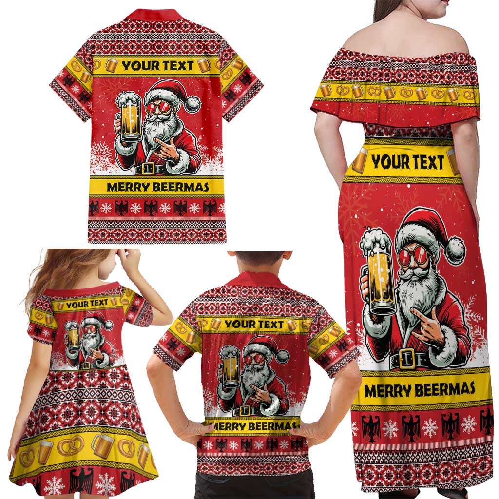 Personalized Germany Christmas Family Matching Off Shoulder Maxi Dress and Hawaiian Shirt Santa Claus Merry Beermas - Wonder Print Shop