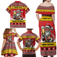 Personalized Germany Christmas Family Matching Off Shoulder Maxi Dress and Hawaiian Shirt Santa Claus Merry Beermas - Wonder Print Shop