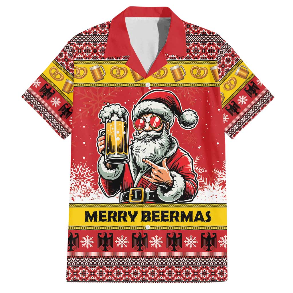 Personalized Germany Christmas Family Matching Off Shoulder Maxi Dress and Hawaiian Shirt Santa Claus Merry Beermas - Wonder Print Shop