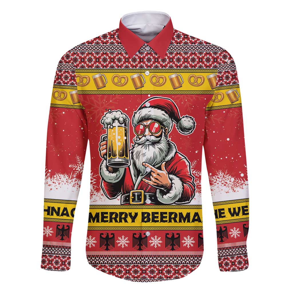 Personalized Germany Christmas Family Matching Off Shoulder Maxi Dress and Hawaiian Shirt Santa Claus Merry Beermas - Wonder Print Shop