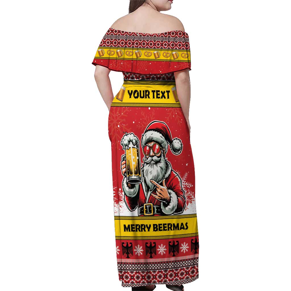Personalized Germany Christmas Family Matching Off Shoulder Maxi Dress and Hawaiian Shirt Santa Claus Merry Beermas - Wonder Print Shop