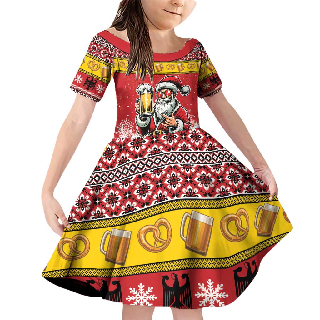 Personalized Germany Christmas Family Matching Off Shoulder Short Dress and Hawaiian Shirt Santa Claus Merry Beermas - Wonder Print Shop