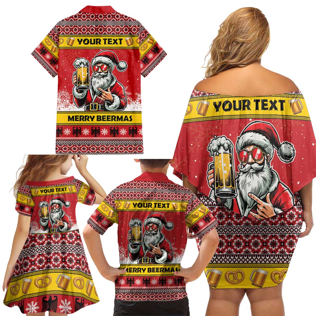 Personalized Germany Christmas Family Matching Off Shoulder Short Dress and Hawaiian Shirt Santa Claus Merry Beermas - Wonder Print Shop