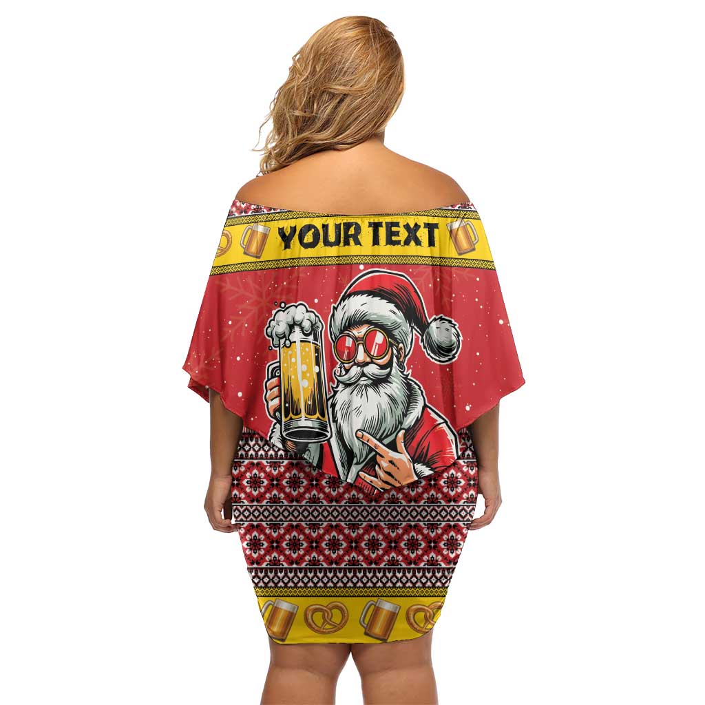 Personalized Germany Christmas Family Matching Off Shoulder Short Dress and Hawaiian Shirt Santa Claus Merry Beermas - Wonder Print Shop