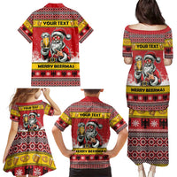 Personalized Germany Christmas Family Matching Puletasi and Hawaiian Shirt Santa Claus Merry Beermas - Wonder Print Shop